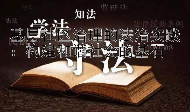 基层社区治理的法治实践：构建和谐社会的基石