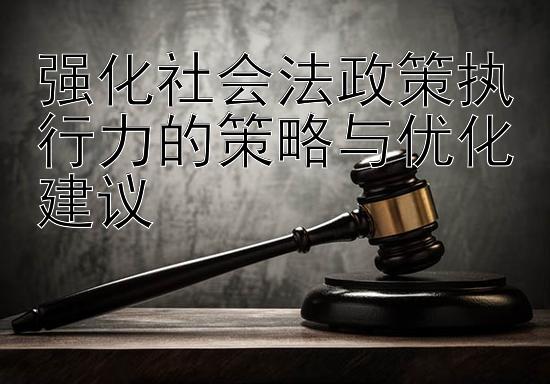 强化社会法政策执行力的策略与优化建议