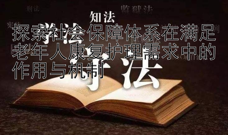 探索社会保障体系在满足老年人康复护理需求中的作用与机制