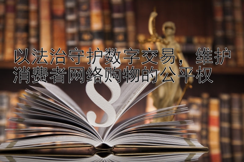 以法治守护数字交易，维护消费者网络购物的公平权