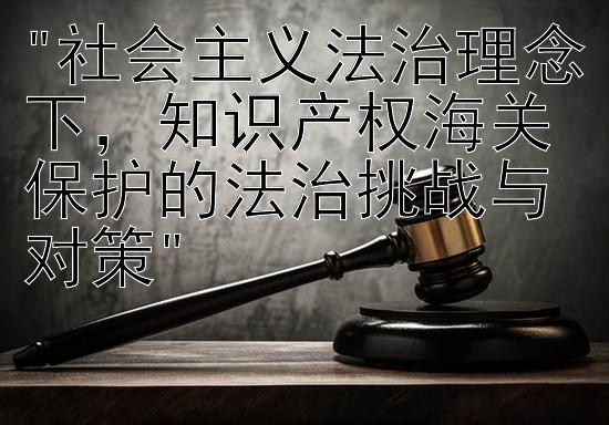 社会主义法治理念下，知识产权海关保护的法治挑战与对策