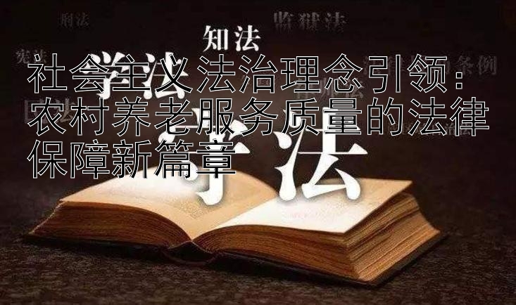 社会主义法治理念引领：农村养老服务质量的法律保障新篇章