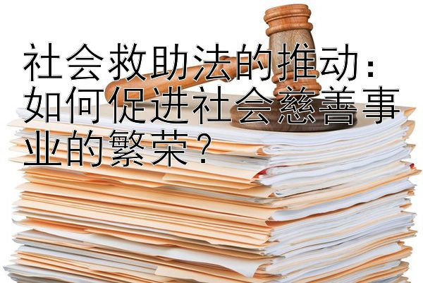 社会救助法的推动：如何促进社会慈善事业的繁荣？