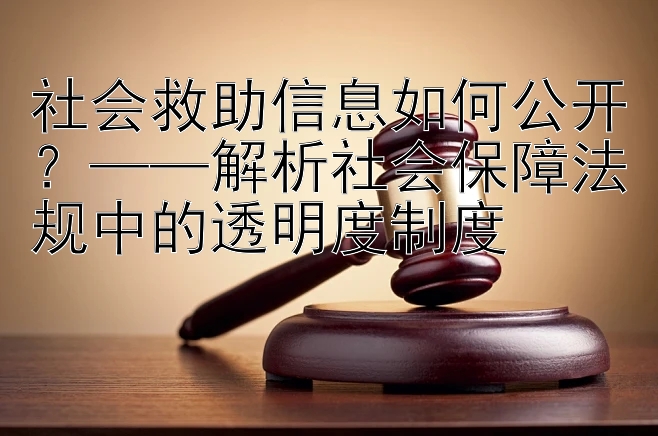 社会救助信息如何公开？——解析社会保障法规中的透明度制度